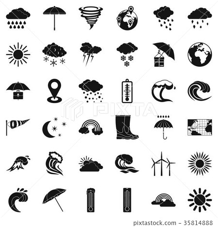 Rainy weather icons set, simple style Rainy weather icons set, simple style 35814888