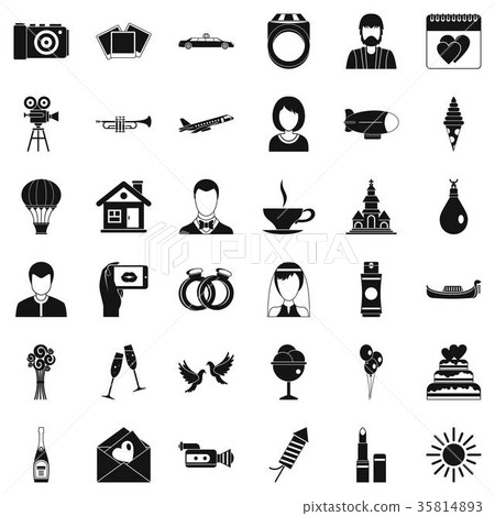Merry wedding icons set, simple style Merry wedding icons set, simple style 35814893