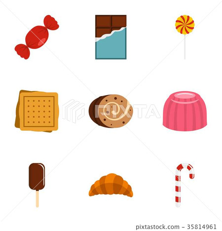 Sweet food icon set, flat style 35814961