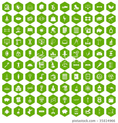 100 balance icons hexagon green 35814966