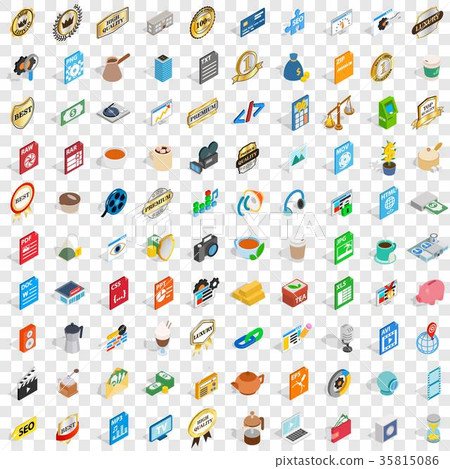 100 studio icons set, isometric 3d style 35815086
