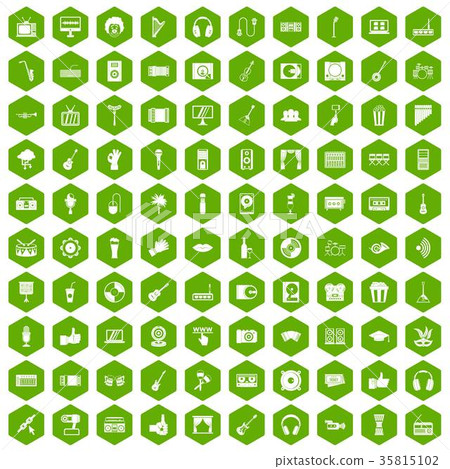 100 karaoke icons hexagon green 100 karaoke icons hexagon green 35815102