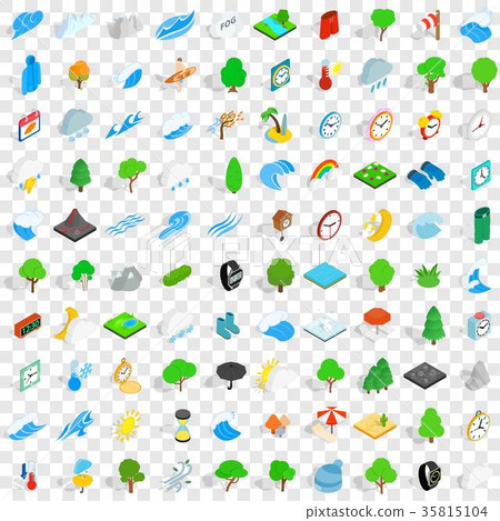 100 storm icons set, isometric 3d style 100 storm icons set, isometric 3d style 35815104