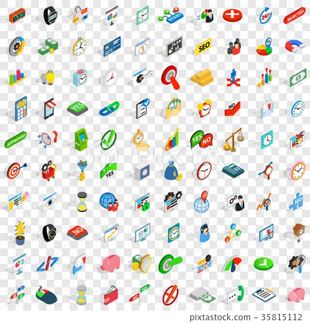 100 transaction icons set, isometric 3d style 35815112