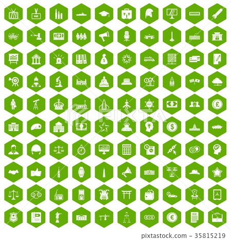 100 government icons hexagon green 35815219