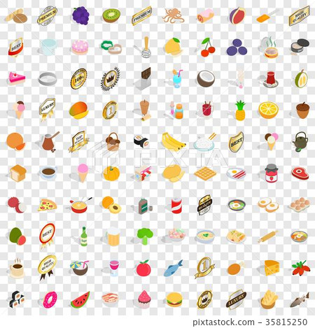 100 vitamine icons set, isometric 3d style 35815250