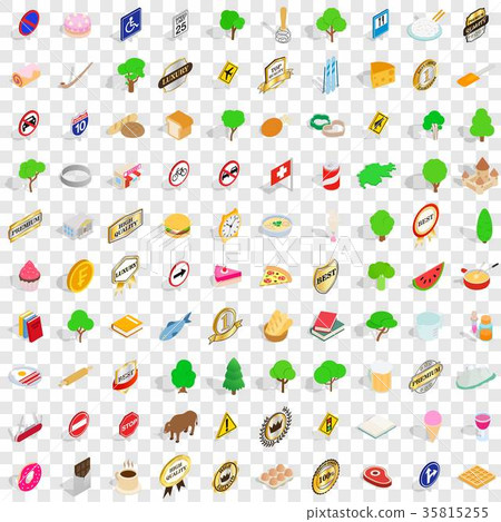 100 switzerland icons set, isometric 3d style 100 switzerland icons set, isometric 3d style 35815255