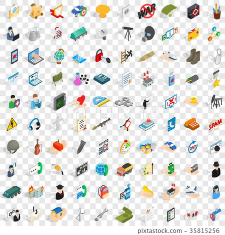 100 system icons set, isometric 3d style 100 system icons set, isometric 3d style 35815256