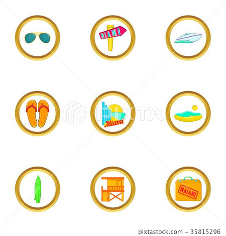 Miami rest icons set, cartoon style 35815296