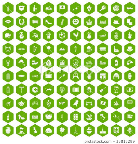 100 Europe icons hexagon green 100 Europe icons hexagon green 35815299