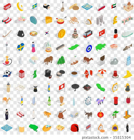 100 world icons set, isometric 3d style - Stock Illustration [35815304 ...