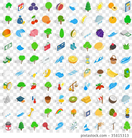 100 viable icons set, isometric 3d style 35815313