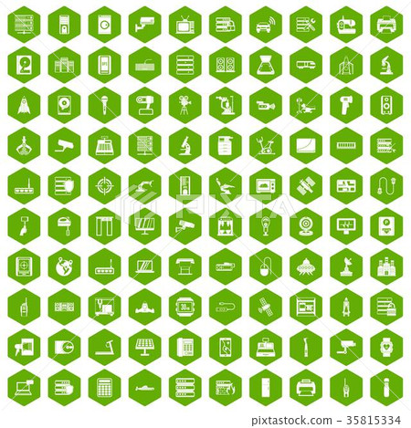 100 hardware icons hexagon green 35815334