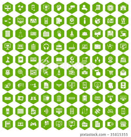 100 database icons hexagon green 35815355