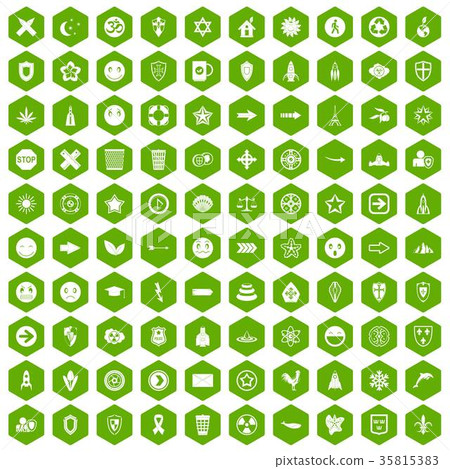 100 emblem icons hexagon green 35815383