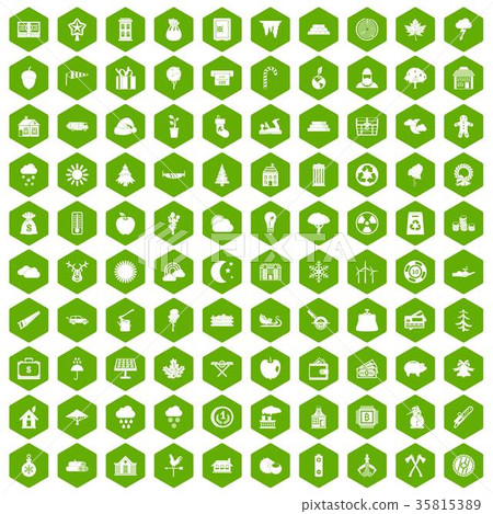 100 lumberjack icons hexagon green 35815389