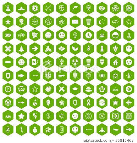 100 logotype icons hexagon green 35815462