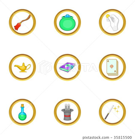 Magic items icons set, cartoon style 35815500