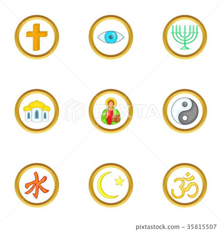 Types of religion icons set, cartoon style Types of religion icons set, cartoon style 35815507
