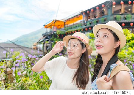 girls happy to visiting the famous place girls happy to visiting the famous place 35816023