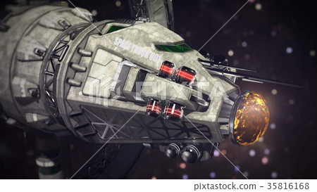 cargo Spaceship going through the space 3d cargo Spaceship going through the space 3d 35816168