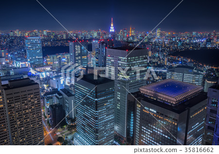 [東京夜景]東京都辦事處DoCoMo Tower東京塔的風景 35816662
