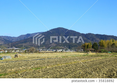Countryside landscape with blue sky 35818892