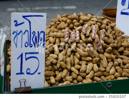 Boiled peanuts for sale at street market Boiled peanuts for sale at street market 35820107