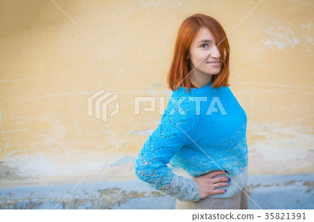 Portrait of a beautiful red woman Portrait of a beautiful red woman 35821391