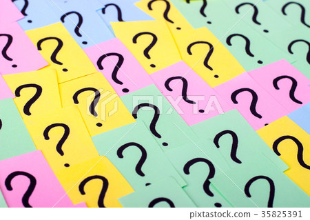 Question marks. Colorful paper notes with question 35825391