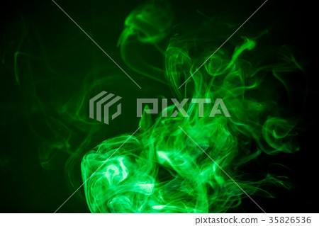 Green smoke motion on black background. 35826536