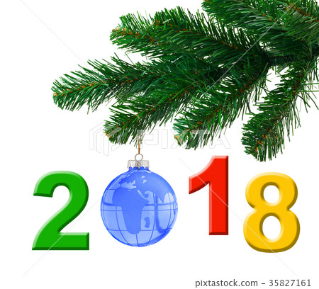 Christmas tree and 2018 Christmas tree and 2018 35827161