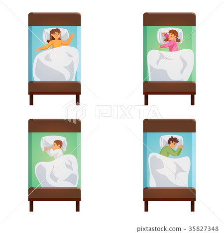 Children Sleeping Poses Isolated Set 35827348