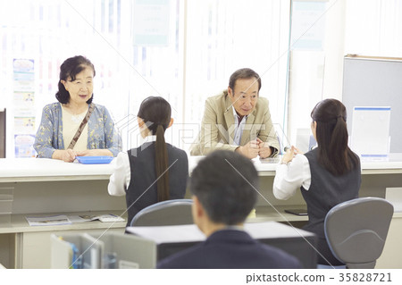 Bank window customer 35828721