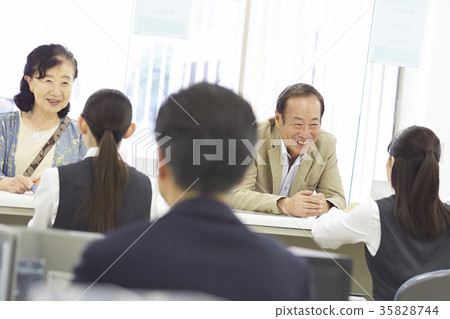 Bank window customer 35828744