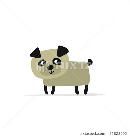 Funny pug dog, sketch for your design 35828903
