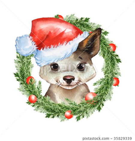 Puppy. Cute christmas dog portrait 2 Puppy. Cute christmas dog portrait 2 35829339