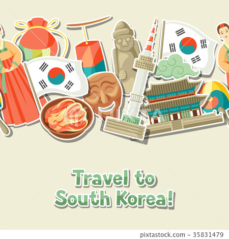 Korea seamless pattern. Korean traditional sticker Korea seamless pattern. Korean traditional sticker 35831479