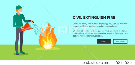 Drawing of Civilian Trying to Extinguish Fire 35831586