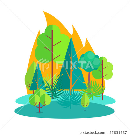 Forest Engulfed in Fire Isolated Illustration Forest Engulfed in Fire Isolated Illustration 35831587
