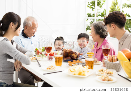 happy asian family having dinner at home happy asian family having dinner at home 35831658