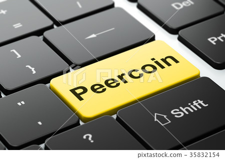 Blockchain concept: Peercoin on computer keyboard 35832154
