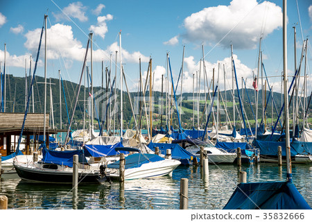 yachts at marina in the lake 35832666