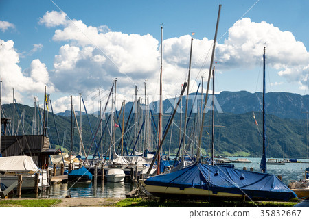 yachts at marina in the lake 35832667