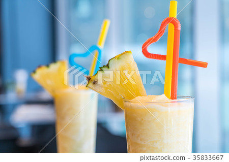pineapple smoothie in a cafe' pineapple smoothie in a cafe' 35833667