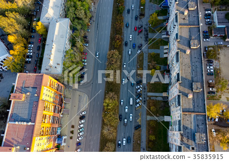 Aerial view of city street. Tyumen. Russia 35835915
