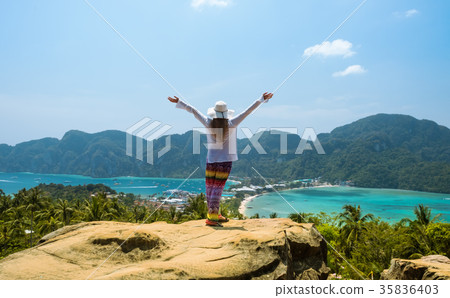 traveling woman on Phi phi island Thailand traveling woman on Phi phi island Thailand 35836403