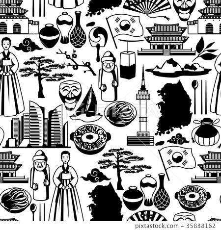 Korea seamless pattern. Korean traditional symbols 35838162