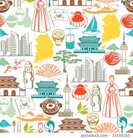 Korea seamless pattern. Korean traditional symbols 35838163