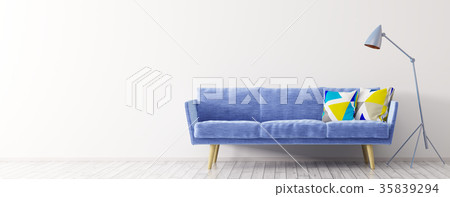 Interior of living room with sofa panorama 3d Interior of living room with sofa panorama 3d 35839294